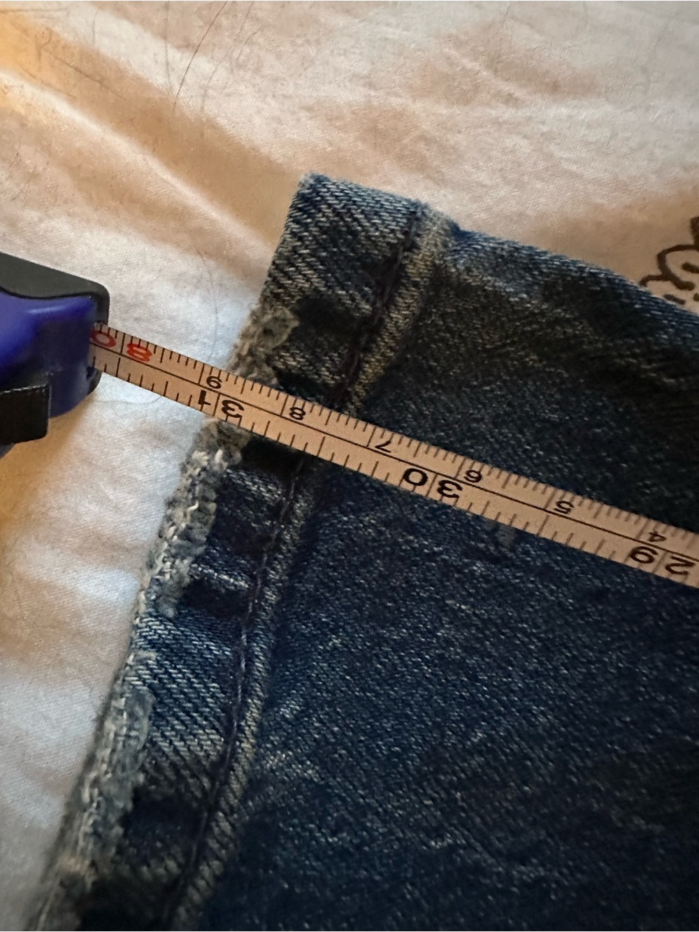 Pilcro Dark Blue Embroidered Flare Jeans with White Paint Accents - Picture 5 of 6